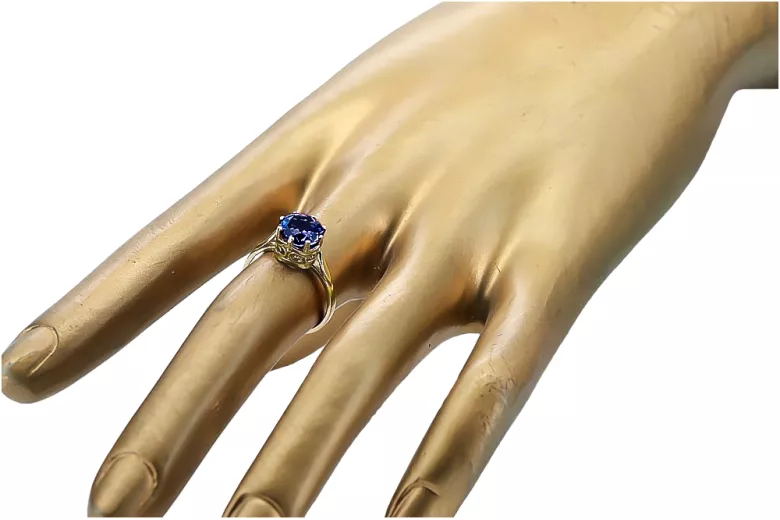 Пръстен Сапфир 14K жълто злато Винтидж бижута vrc366y